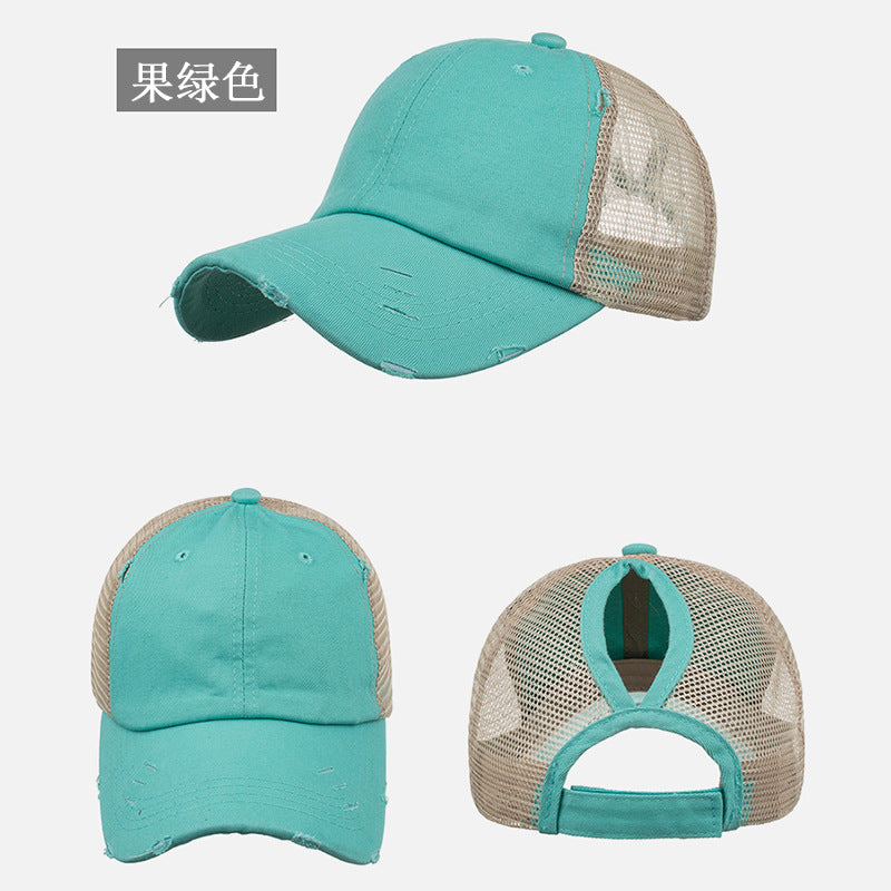 Wholesale Washed distressed ponytail baseball cap